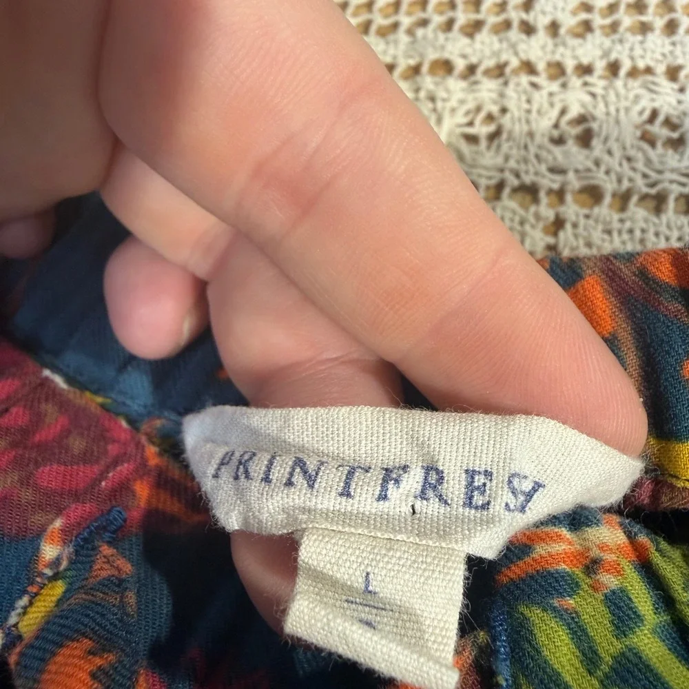 Printfresh Retired Turkey Print Pajama Pants Dark Blue Cotton Festive Feast Sz L